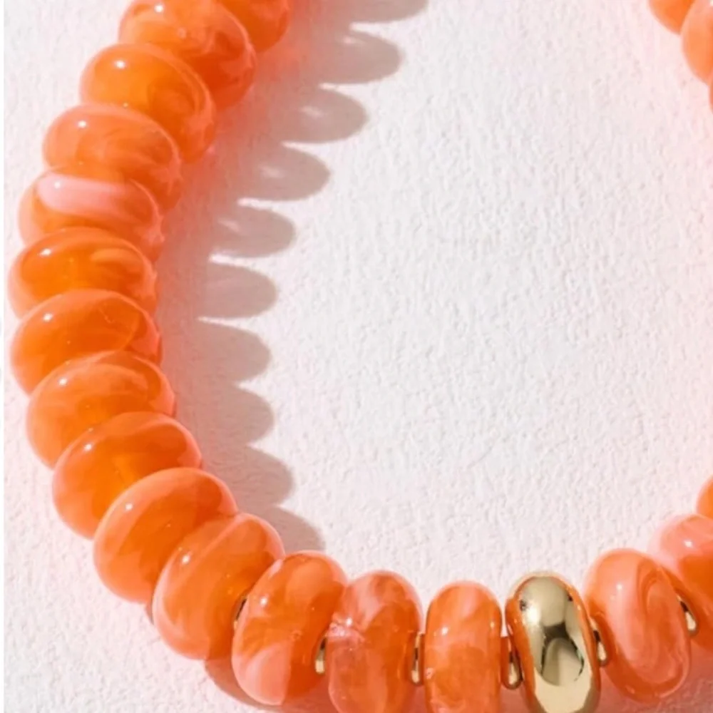 Statement Orange Beaded Necklace new